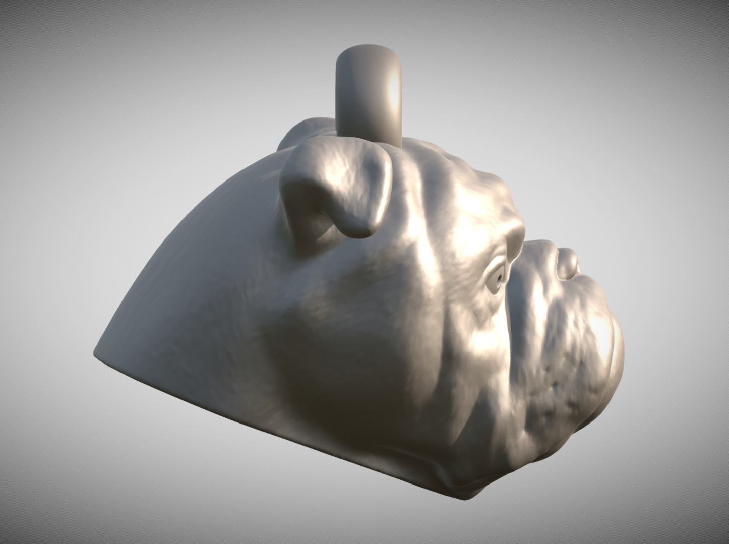 English Bulldog dog head key ring for 3D printing 3D print model_6