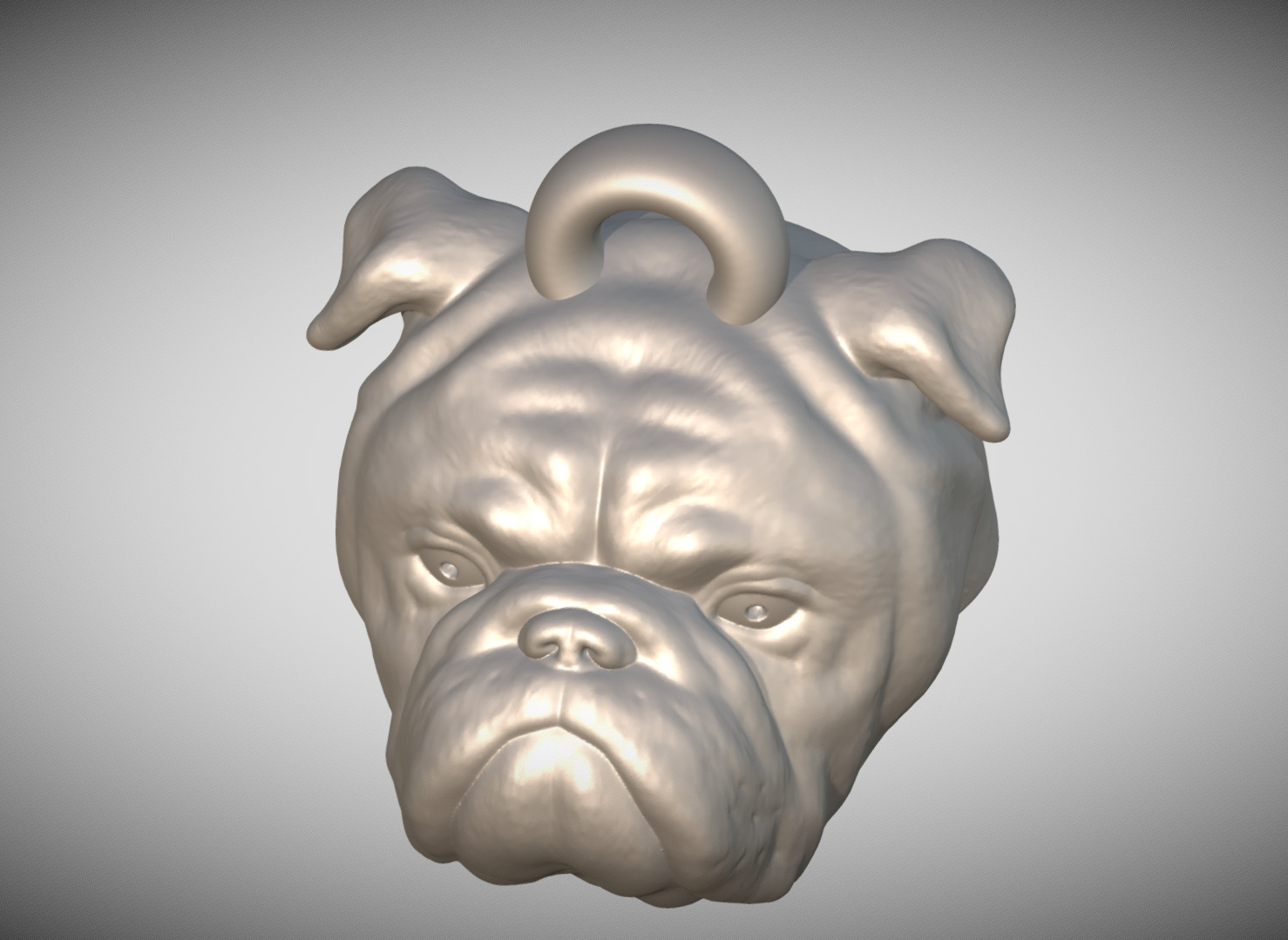 English Bulldog dog head key ring for 3D printing 3D print model_10