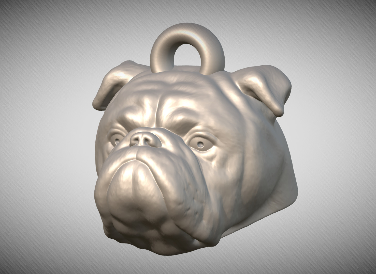 English Bulldog dog head key ring for 3D printing 3D print model_2