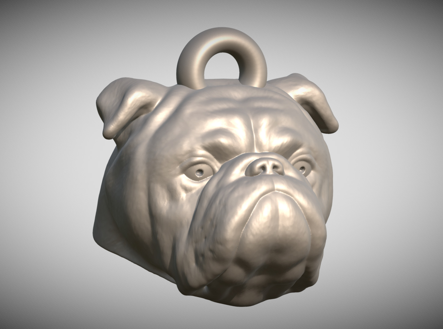 English Bulldog dog head key ring for 3D printing 3D print model_8