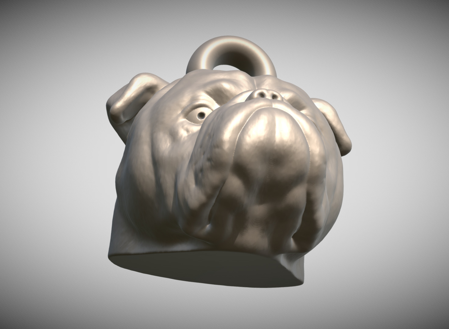 English Bulldog dog head key ring for 3D printing 3D print model_11