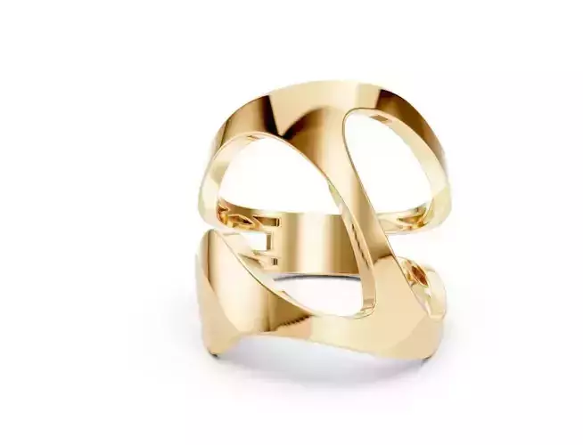 Sculptural Gold Ring 3D Printable Artistic  Model CGR 001 