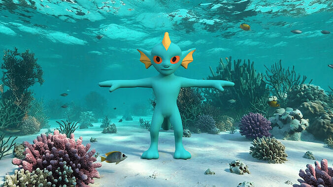 Colorful  Fantasy Creature Character T-pose Low-poly 3D model