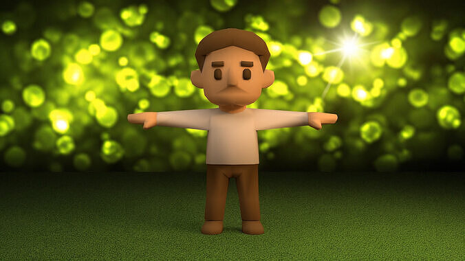 Stylized Character Man T-pose Low-poly 3D model