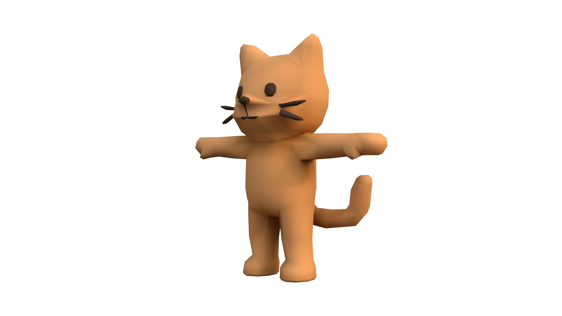 Charming Cat Character T-pose Low-poly 3D model_4
