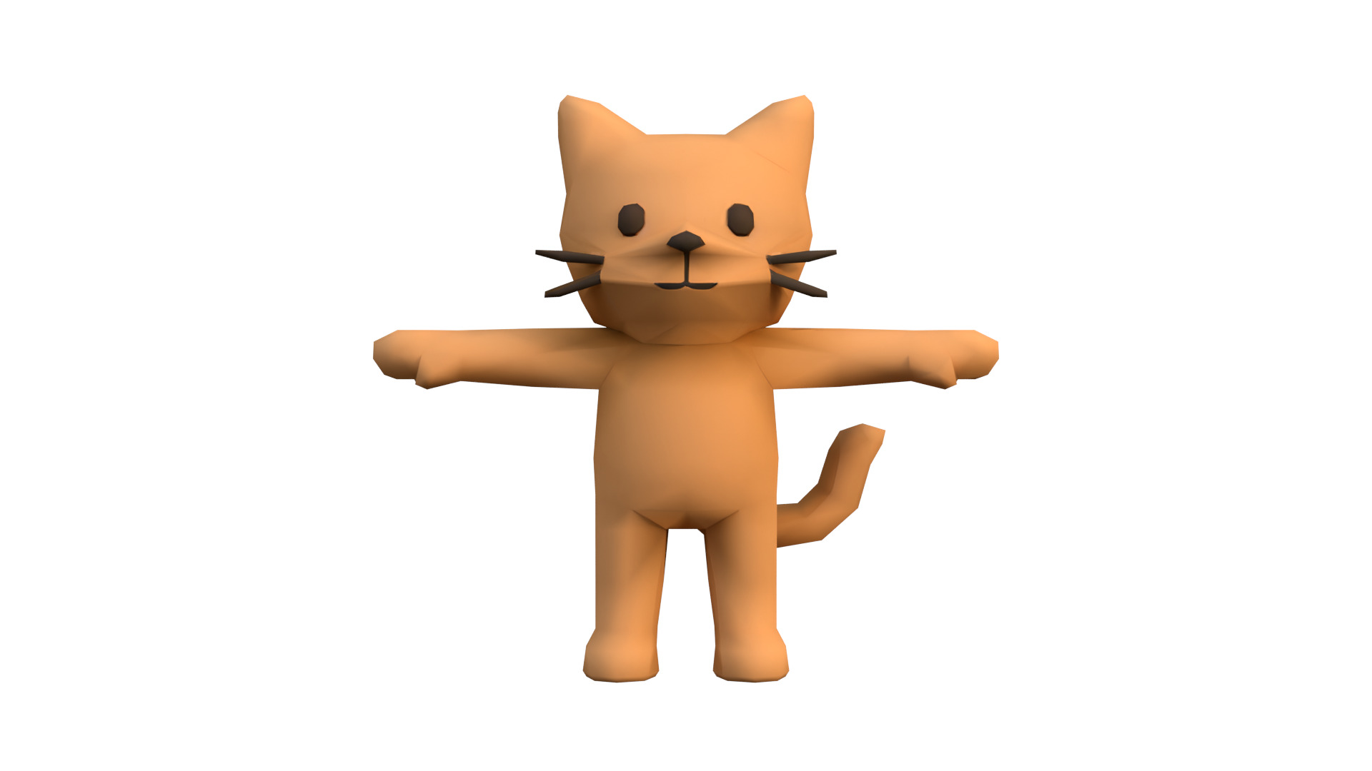 Charming Cat Character T-pose Low-poly 3D model_2