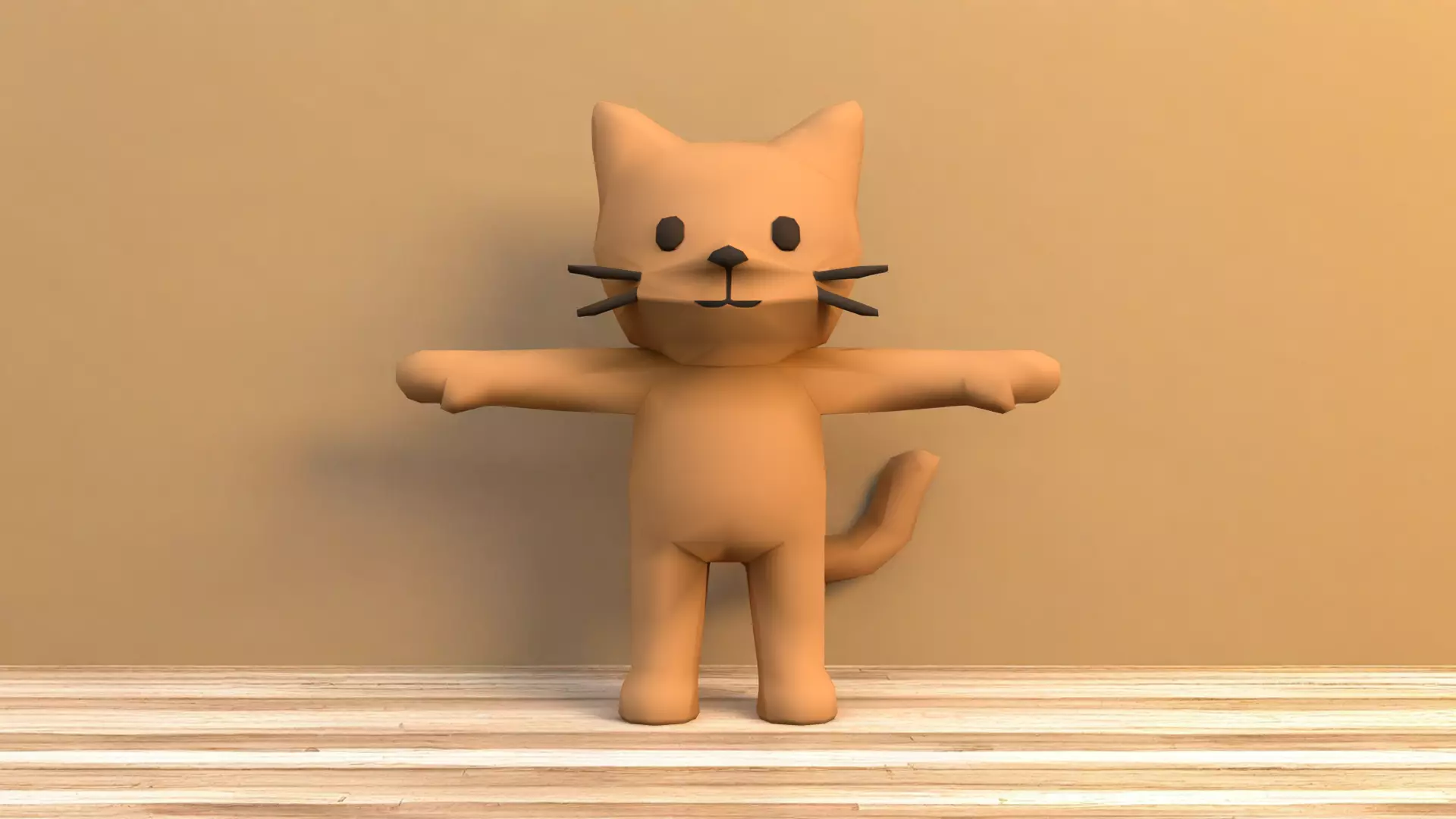 Charming Cat Character T-pose Low-poly 3D model_0