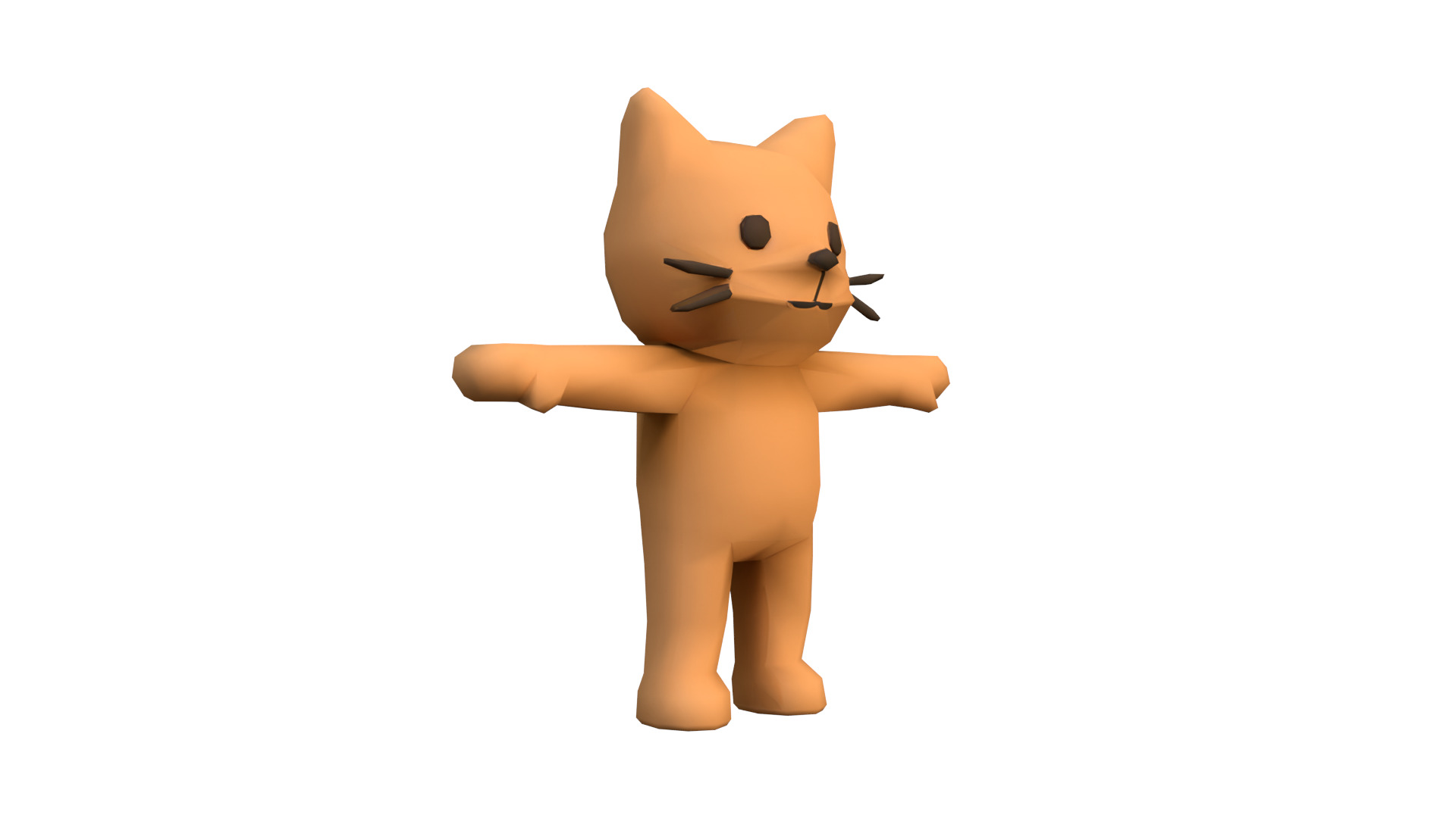 Charming Cat Character T-pose Low-poly 3D model_3