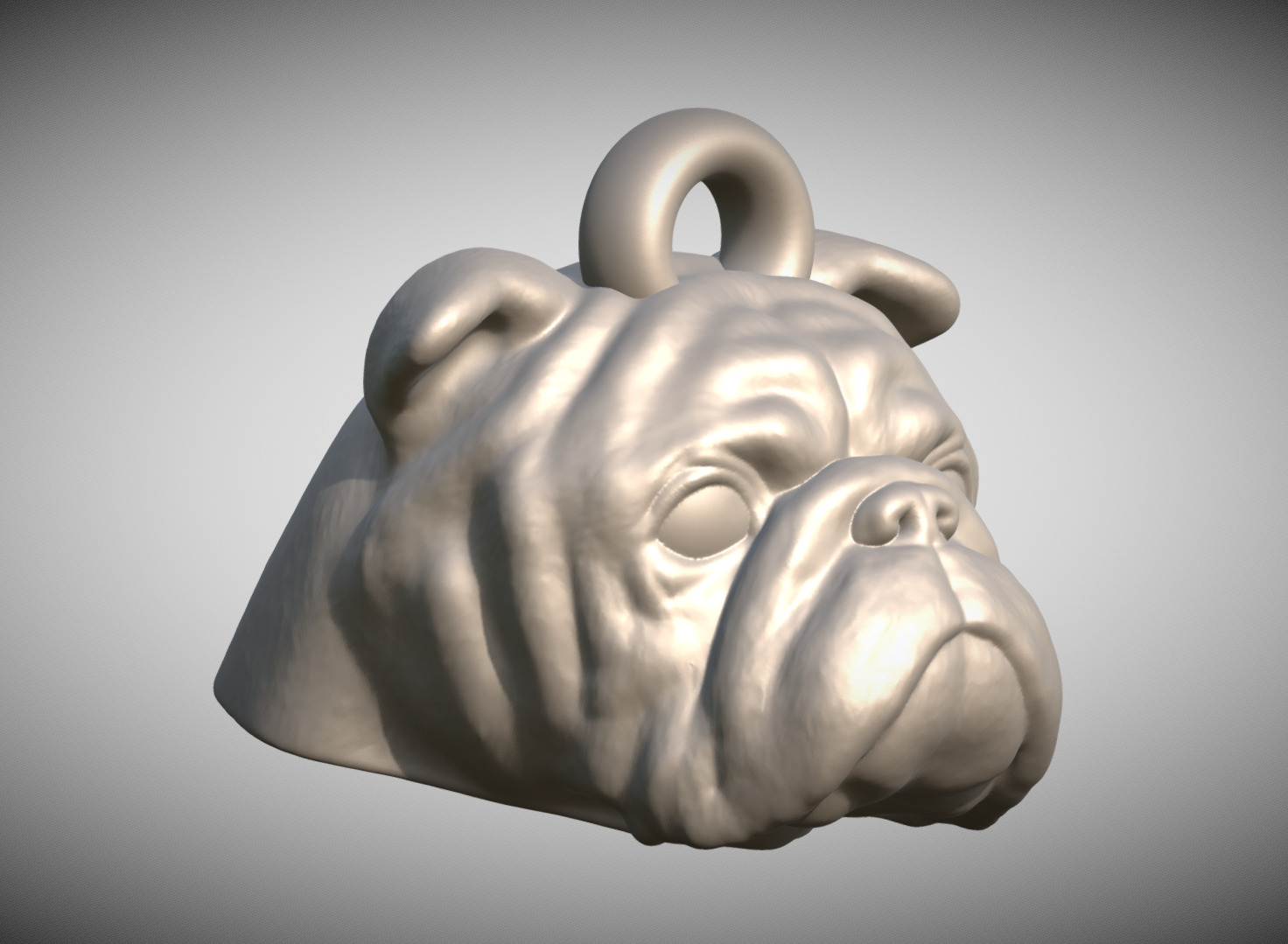 Puppy of English Bulldog head key ring for 3D printing 3D print model_7