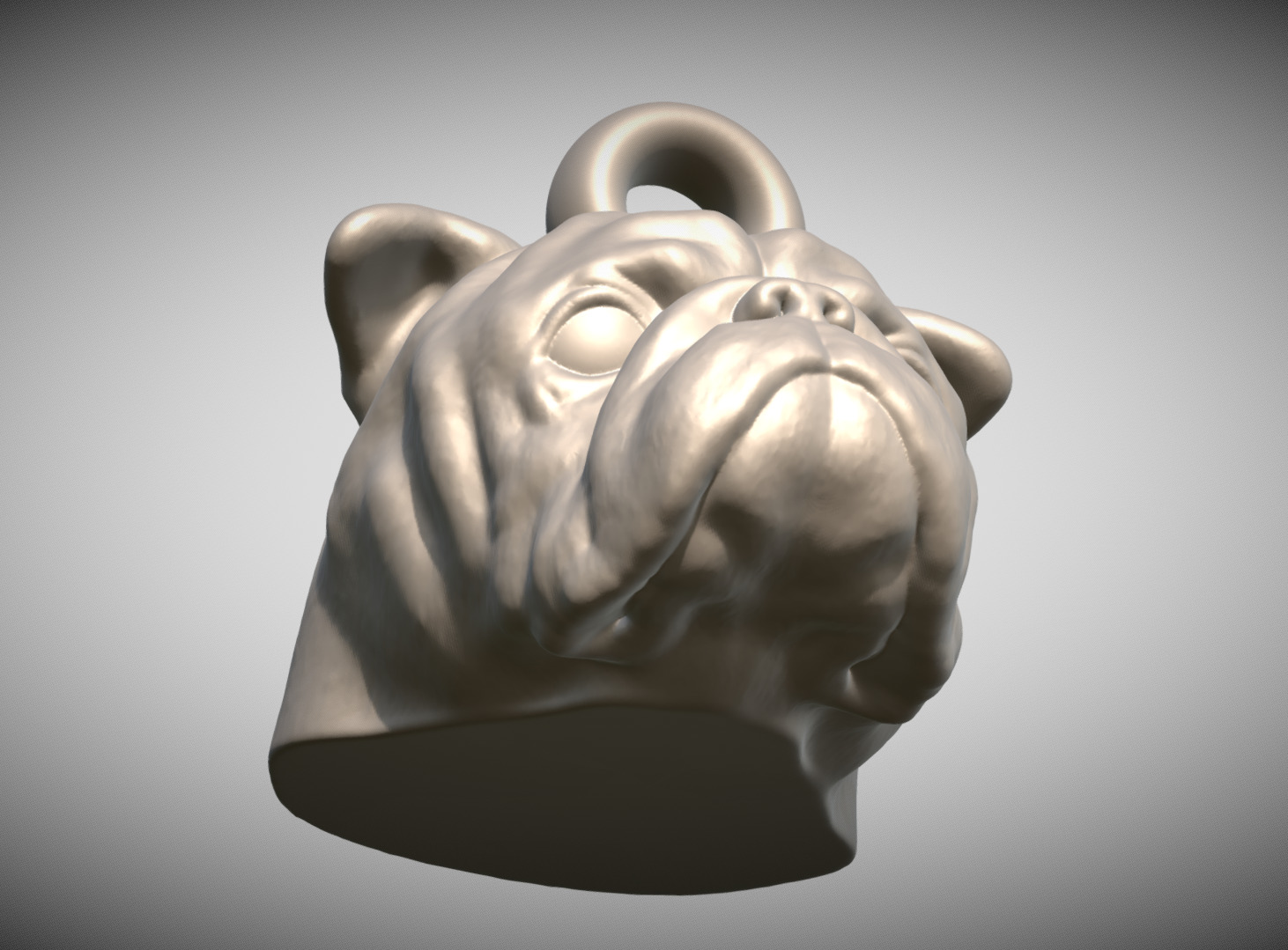 Puppy of English Bulldog head key ring for 3D printing 3D print model_10