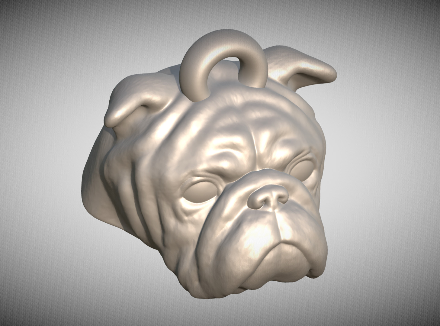 Puppy of English Bulldog head key ring for 3D printing 3D print model_9