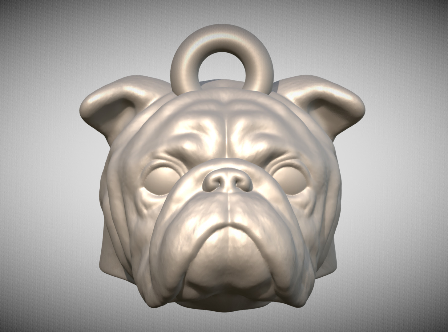 Puppy of English Bulldog head key ring for 3D printing 3D print model_1