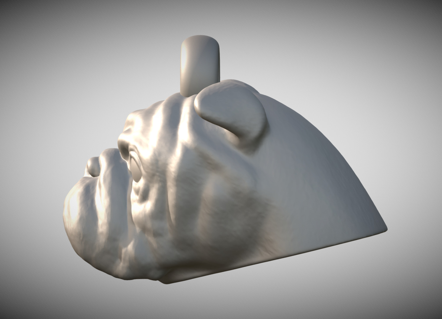 Puppy of English Bulldog head key ring for 3D printing 3D print model_3