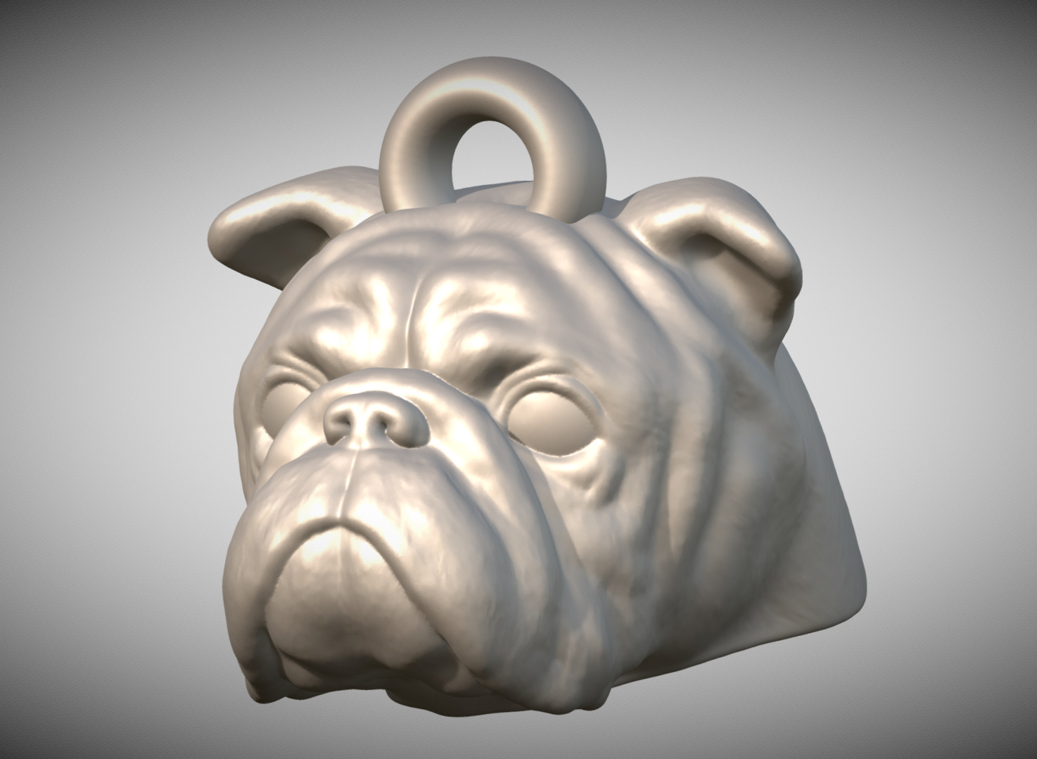 Puppy of English Bulldog head key ring for 3D printing 3D print model_2