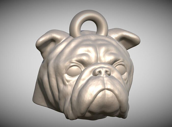 Puppy of English Bulldog head key ring for 3D printing 3D print model