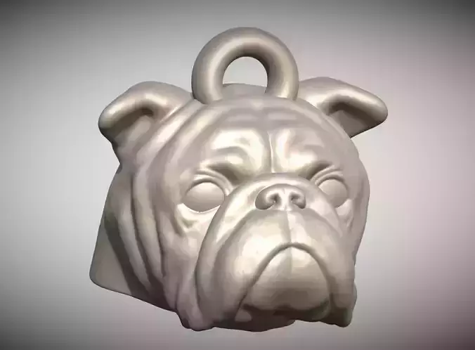 Puppy of English Bulldog head key ring for 3D printing