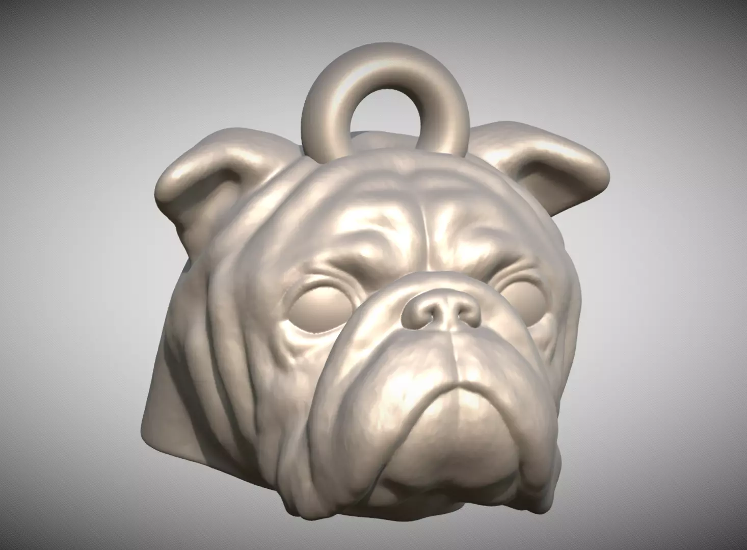 Puppy of English Bulldog head key ring for 3D printing 3D print model_0