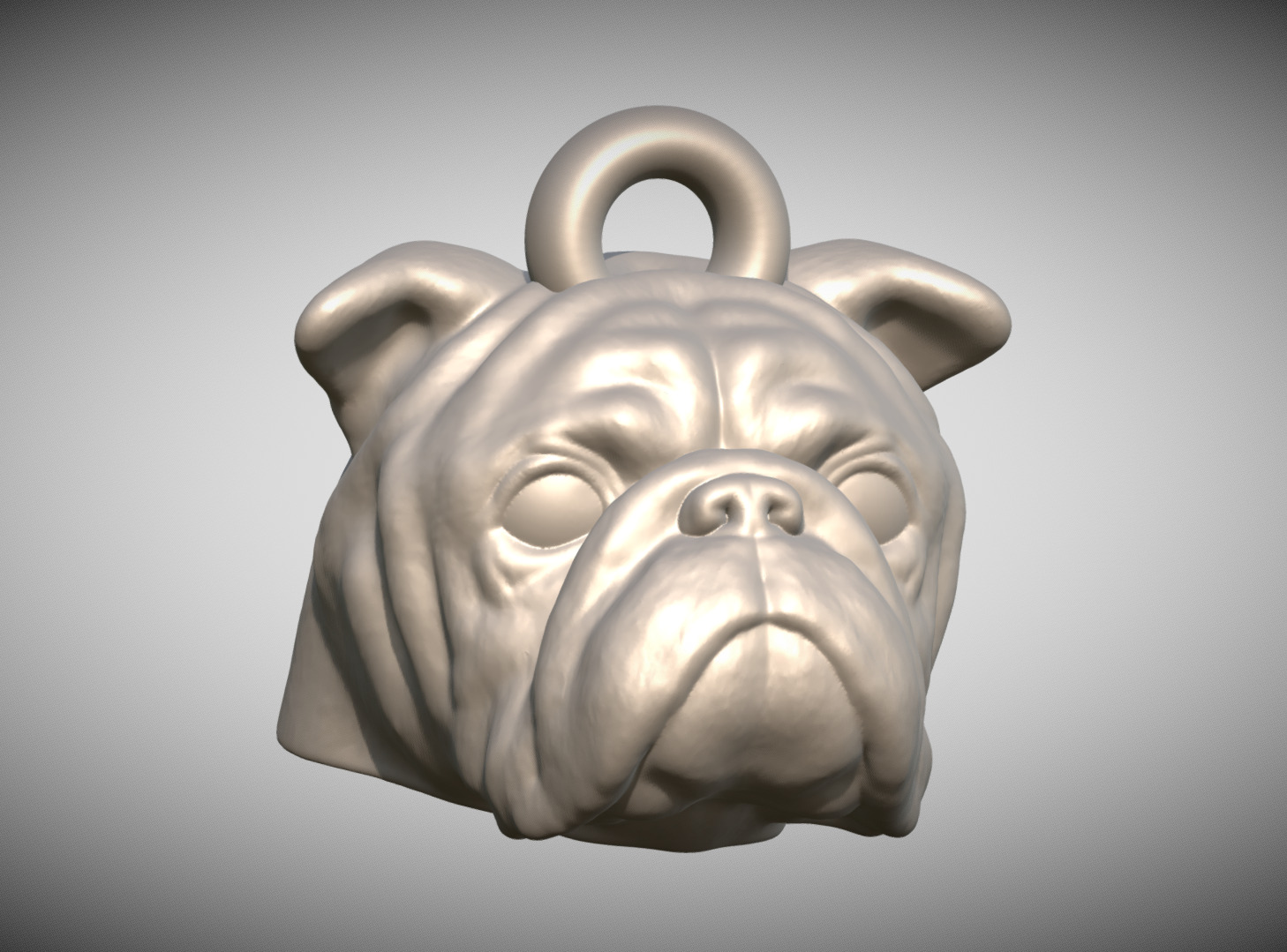 Puppy of English Bulldog head key ring for 3D printing 3D print model_8