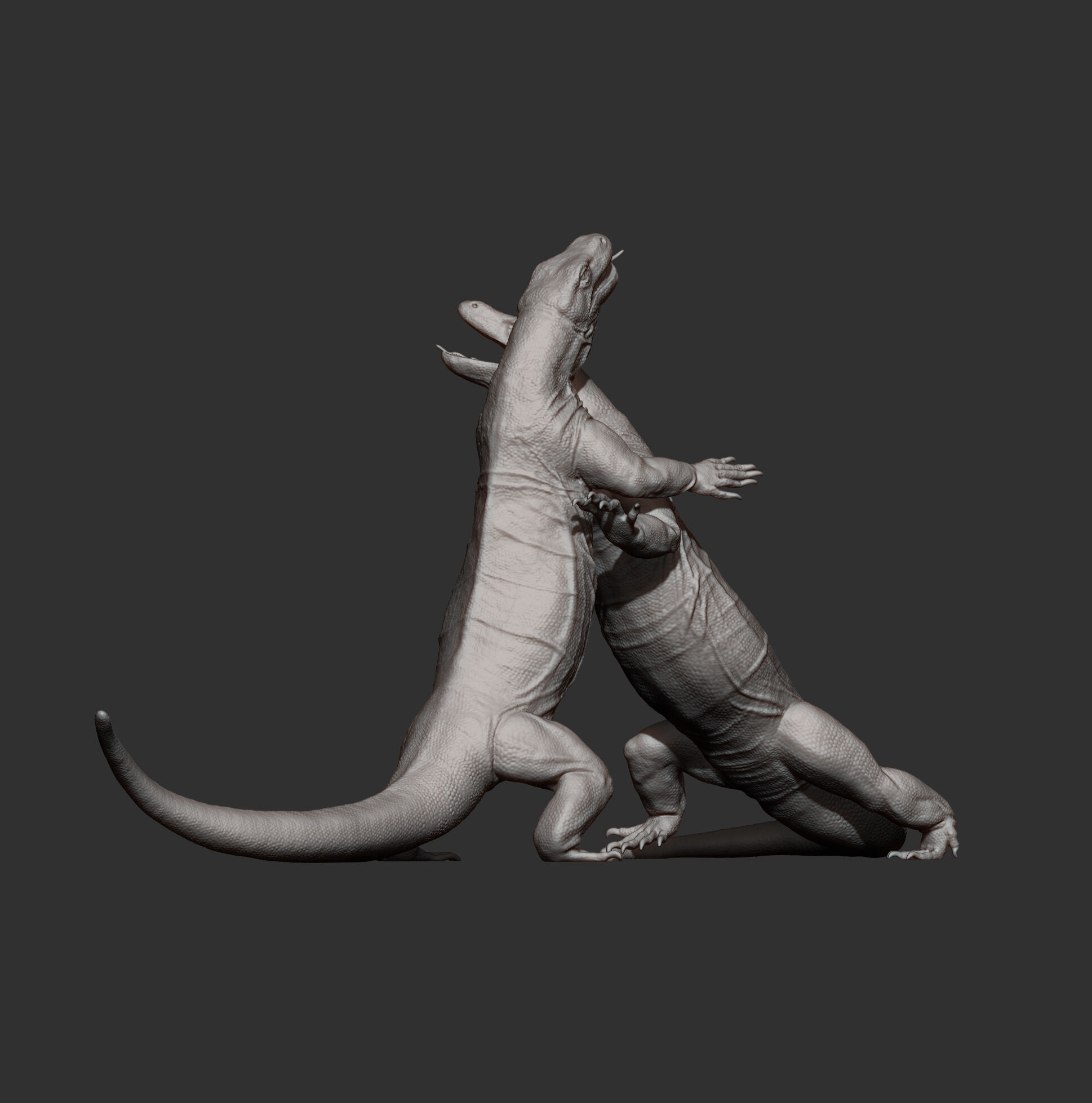 komodo dragon battle 3D print model_7
