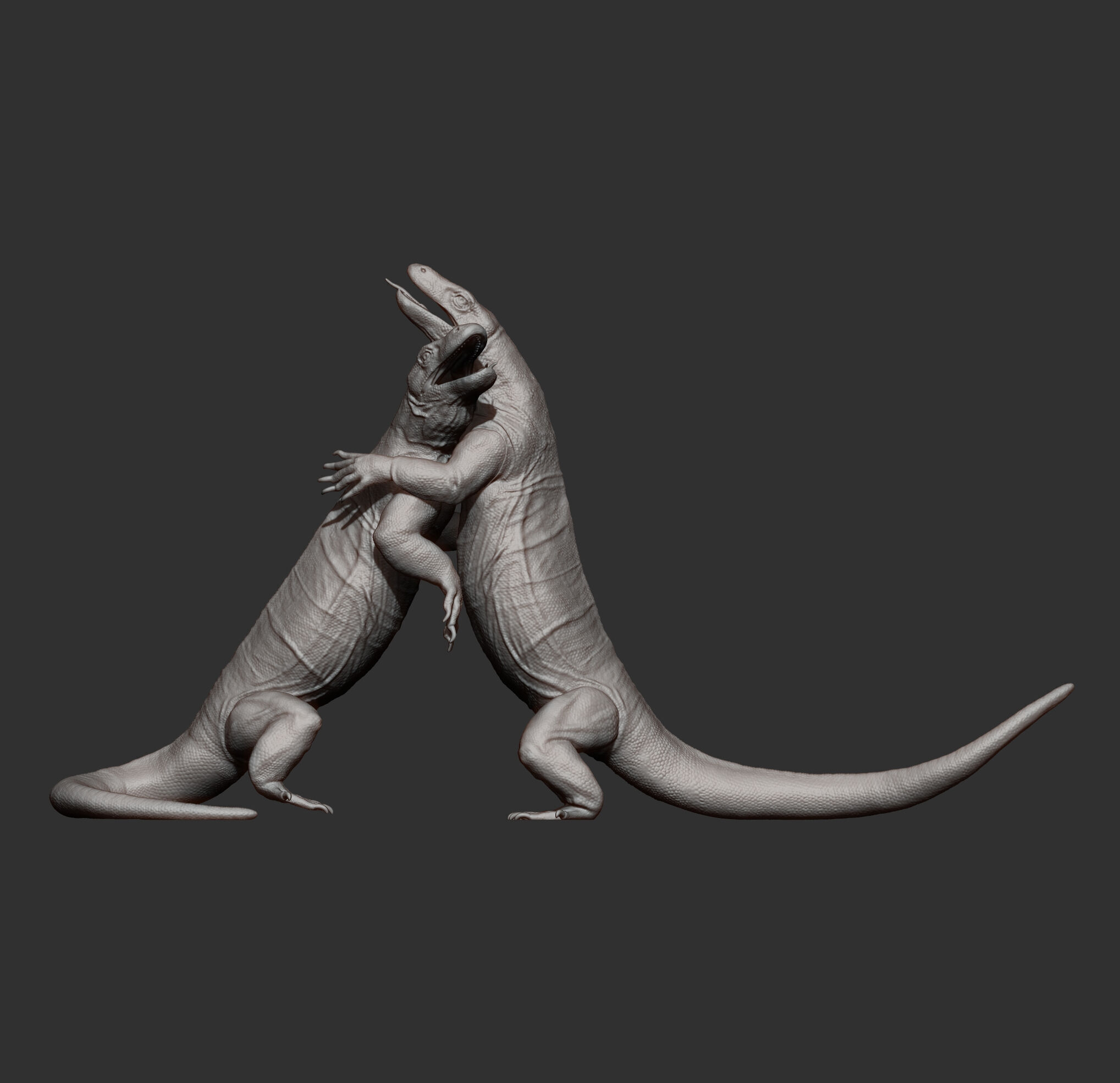 komodo dragon battle 3D print model_13