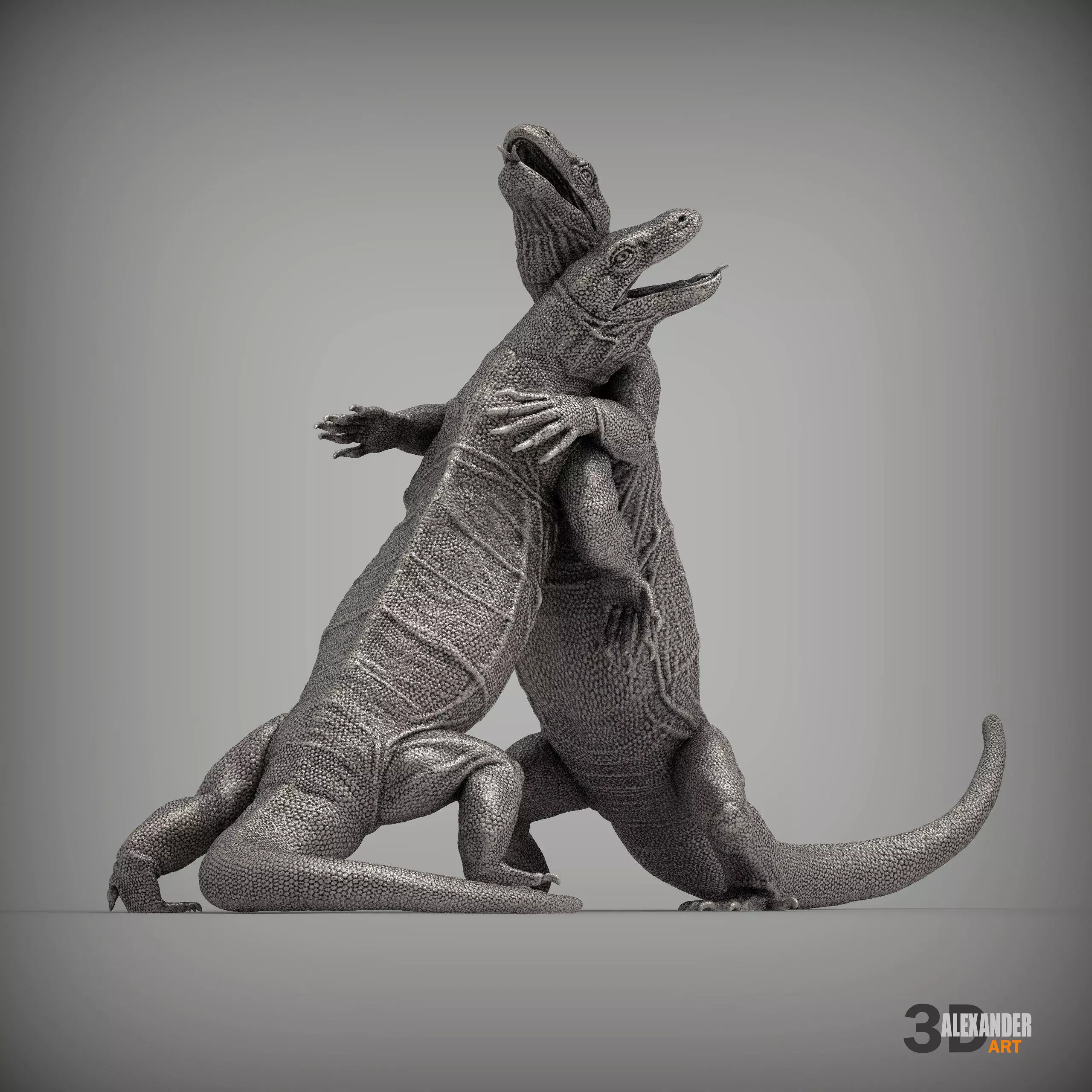 komodo dragon battle 3D print model_0