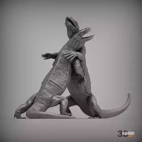 komodo dragon battle 3D print model
