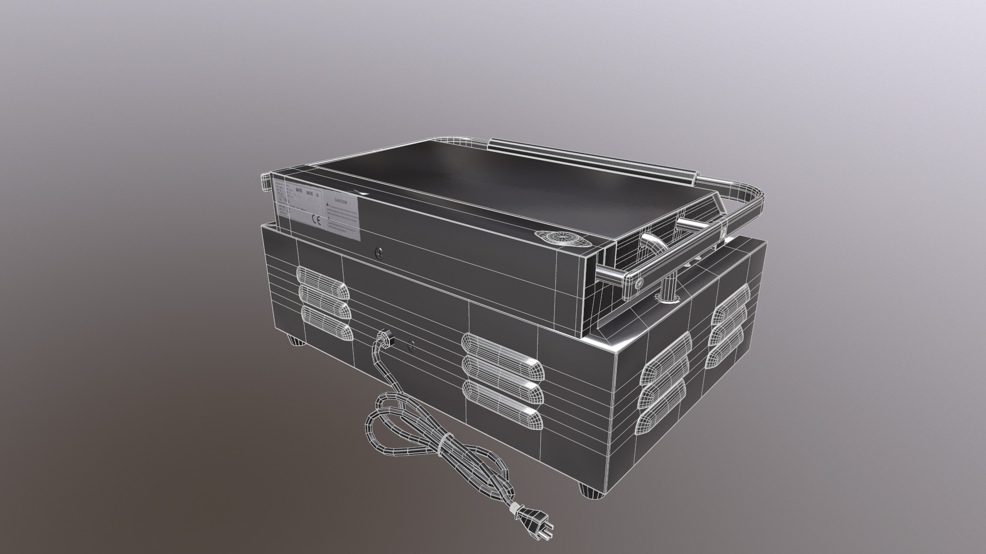 Electric Griddle Low-poly 3D model_7