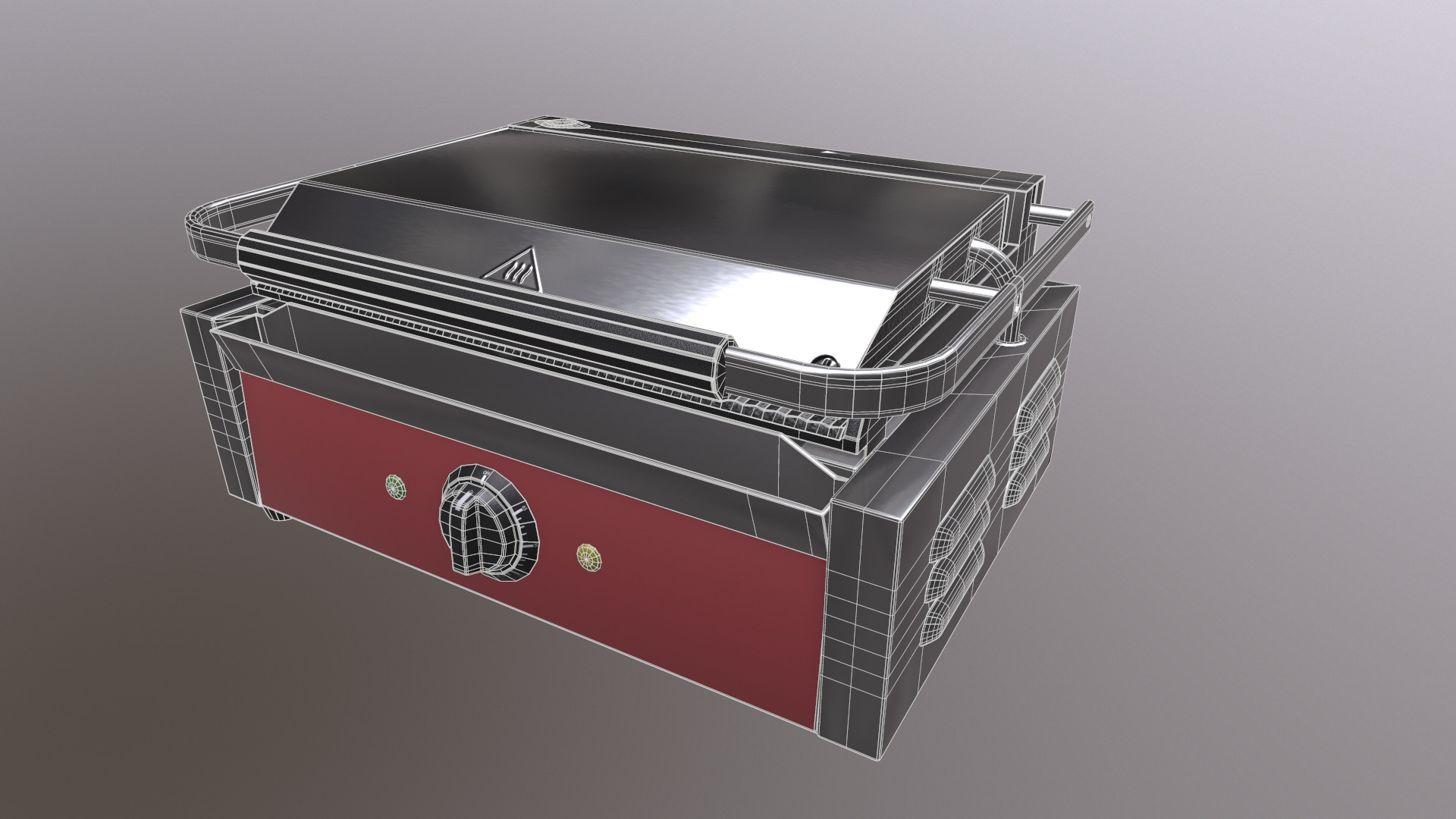 Electric Griddle Low-poly 3D model_6