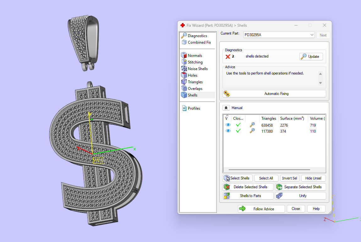 Dollar Sign Pendant Chain with Diamond 3D print model_13