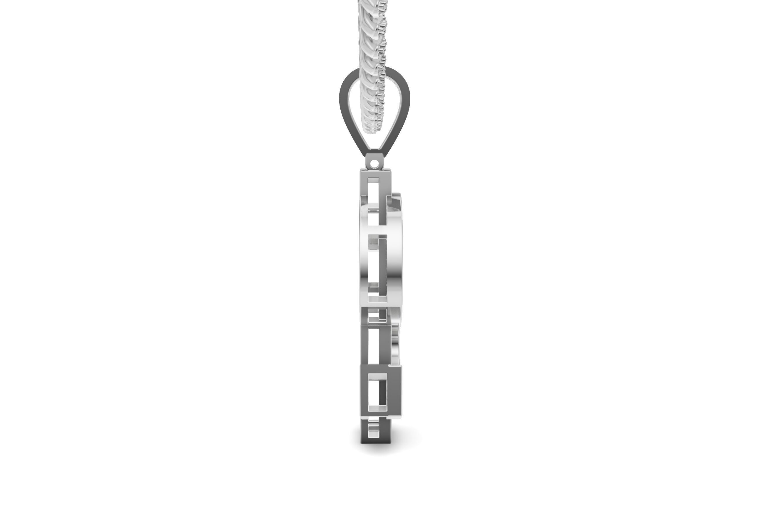 Dollar Sign Pendant Chain with Diamond 3D print model_8
