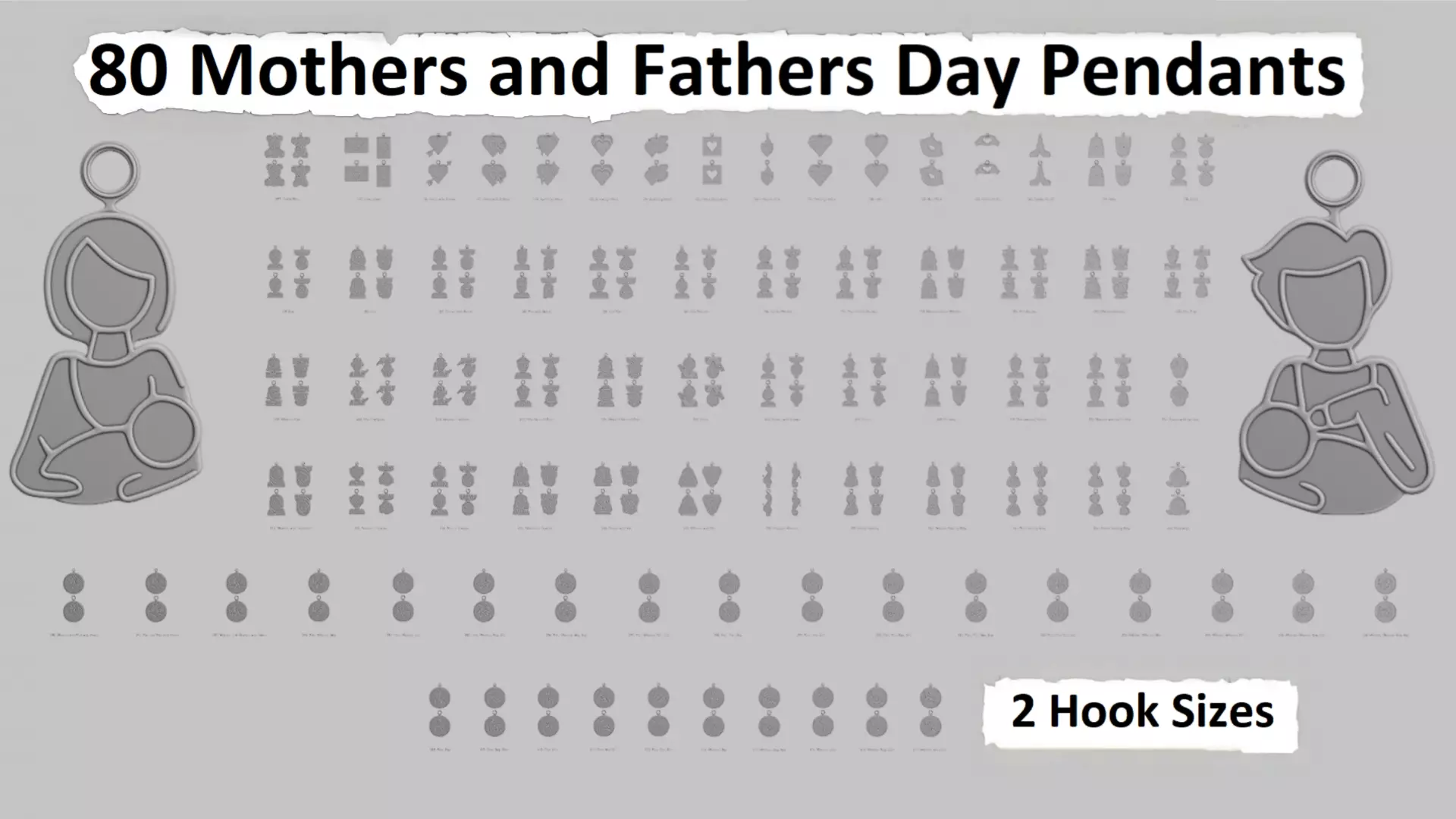 Mothers and Fathers Day Pendant Collection STL 3D print model