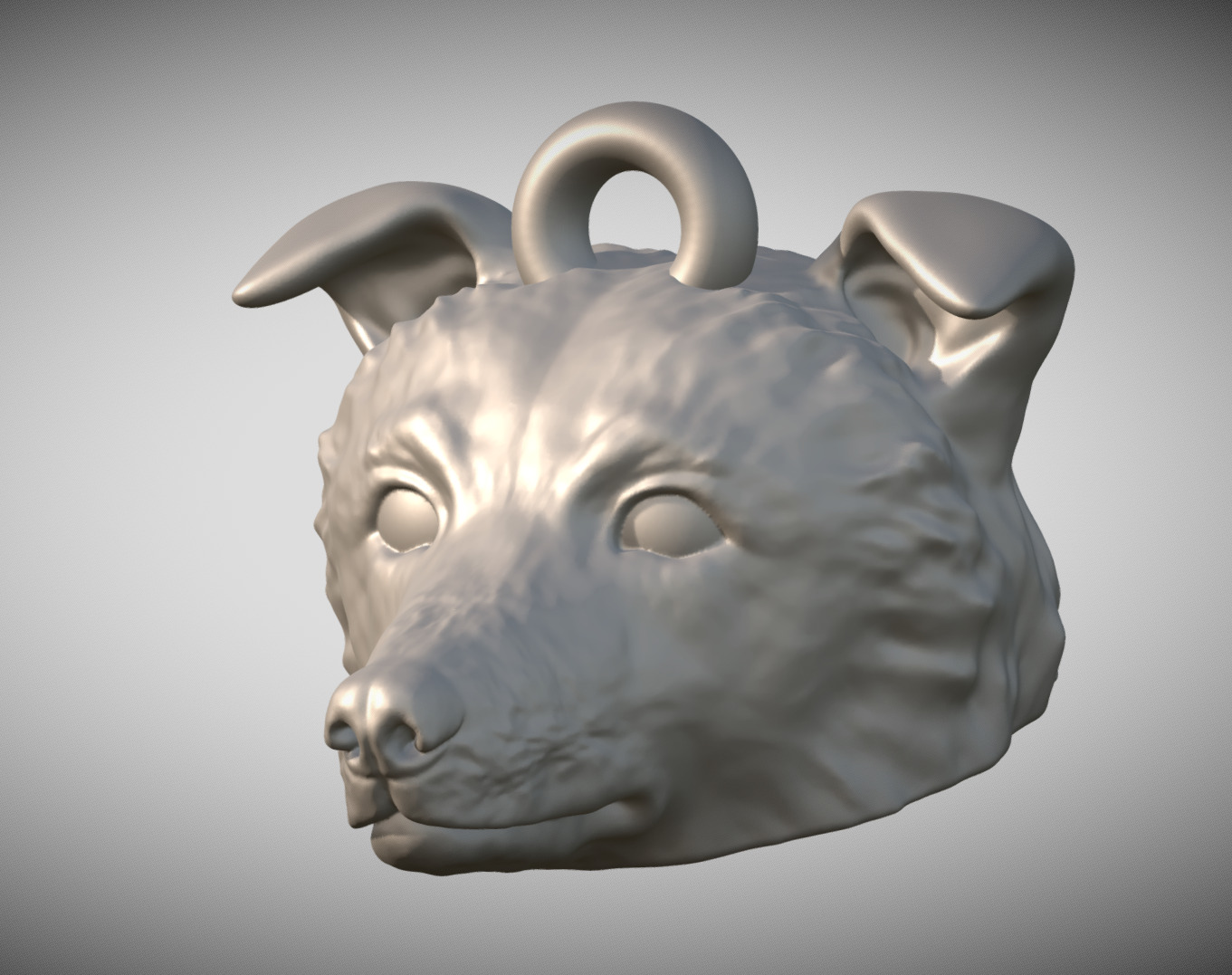Border Collie dog head key ring for 3D printing 3D print model_2