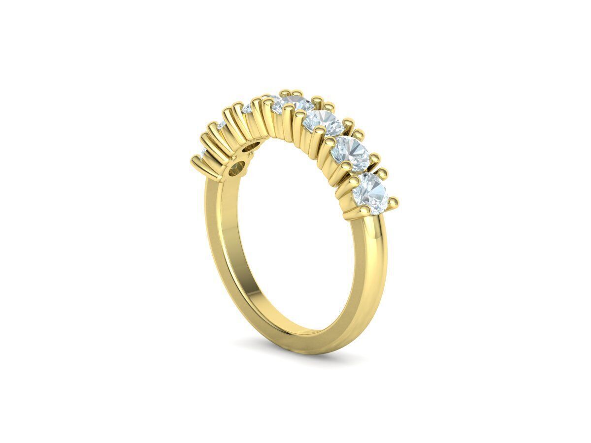 Half Eternity Diamond Ring 7 stone 20 pointers  3dmodel 3D print model_19