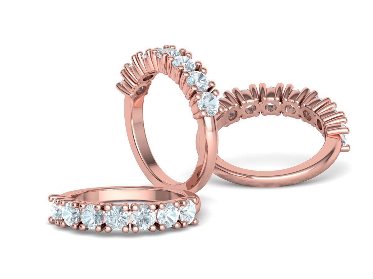 Half Eternity Diamond Ring 7 stone 20 pointers  3dmodel 3D print model_29