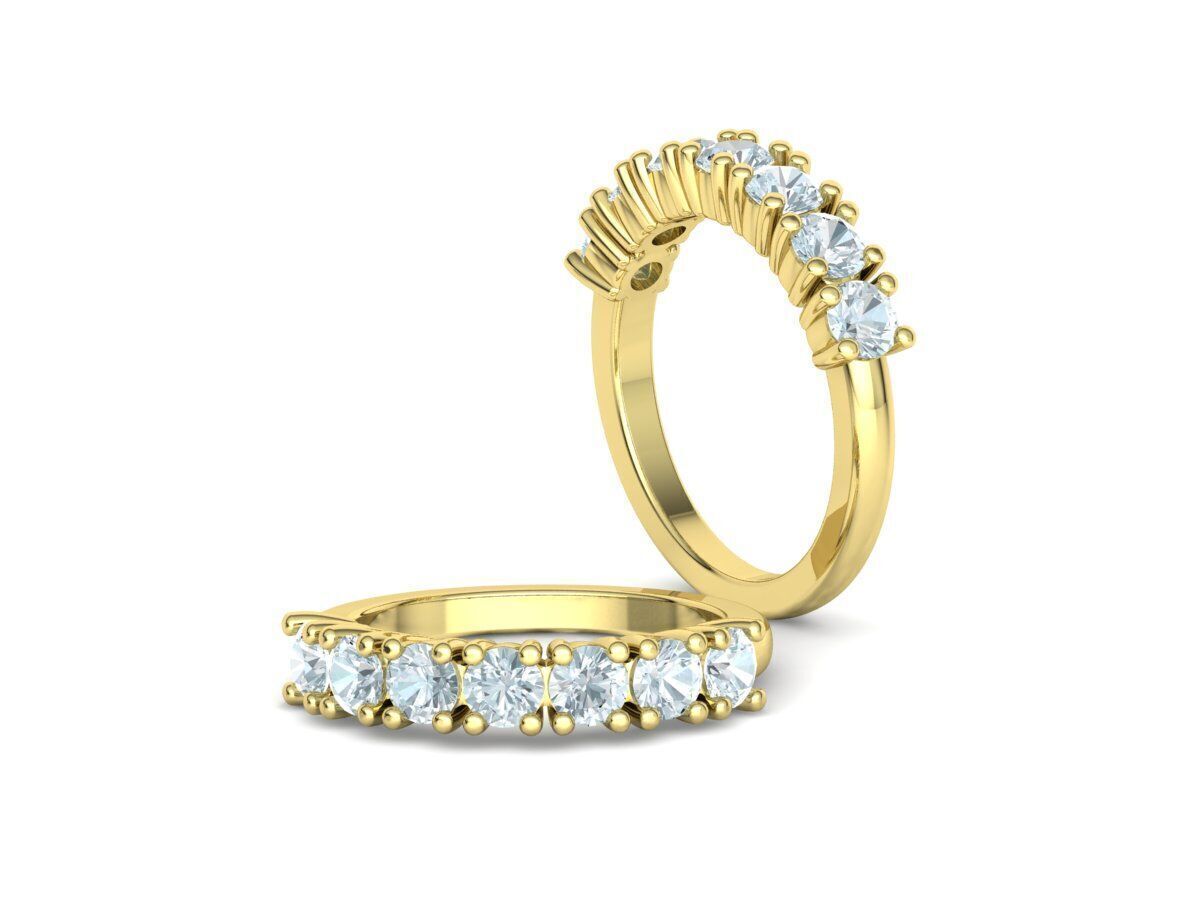 Half Eternity Diamond Ring 7 stone 20 pointers  3dmodel 3D print model_3