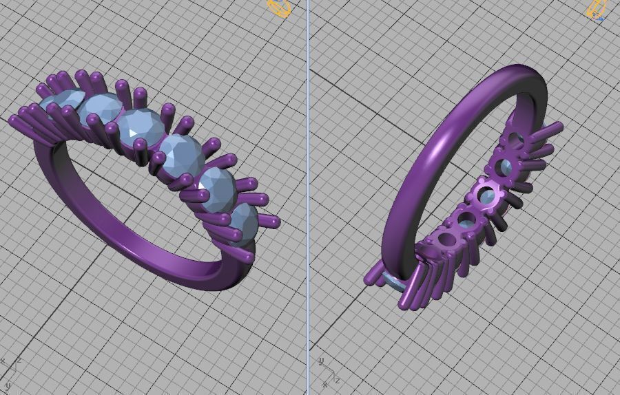 Half Eternity Diamond Ring 7 stone 20 pointers  3dmodel 3D print model_32