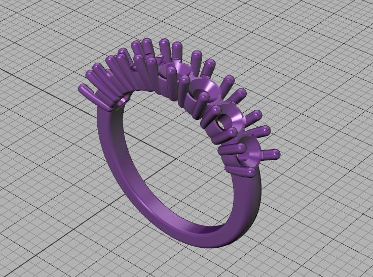 Half Eternity Diamond Ring 7 stone 20 pointers  3dmodel 3D print model_37
