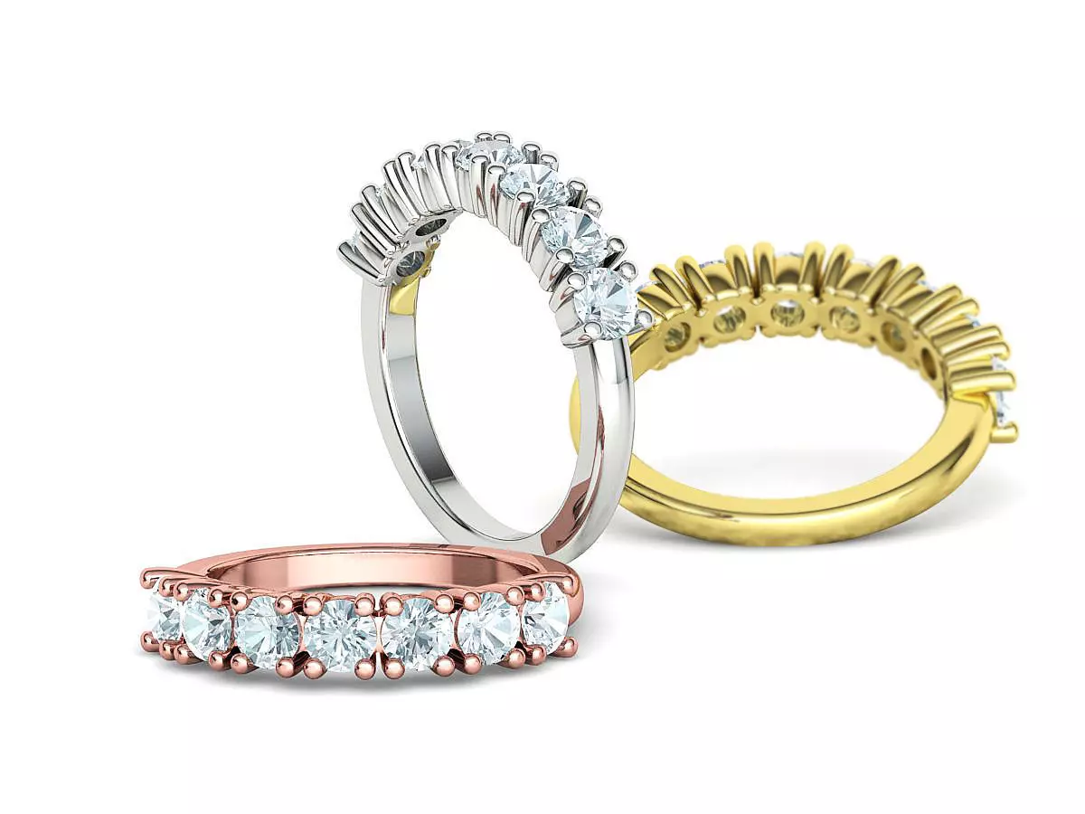 Half Eternity Diamond Ring 7 stone 20 pointers  3dmodel 3D print model_0