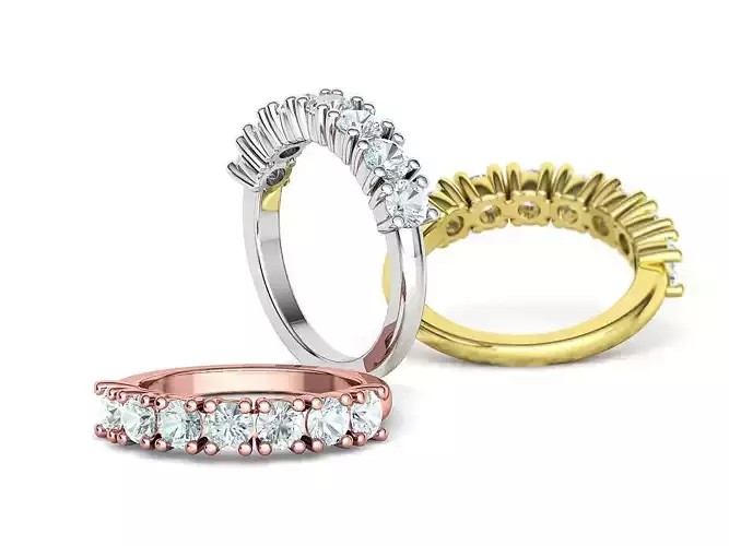 Half Eternity Diamond Ring 7 stone 20 pointers  3dmodel 3D print model
