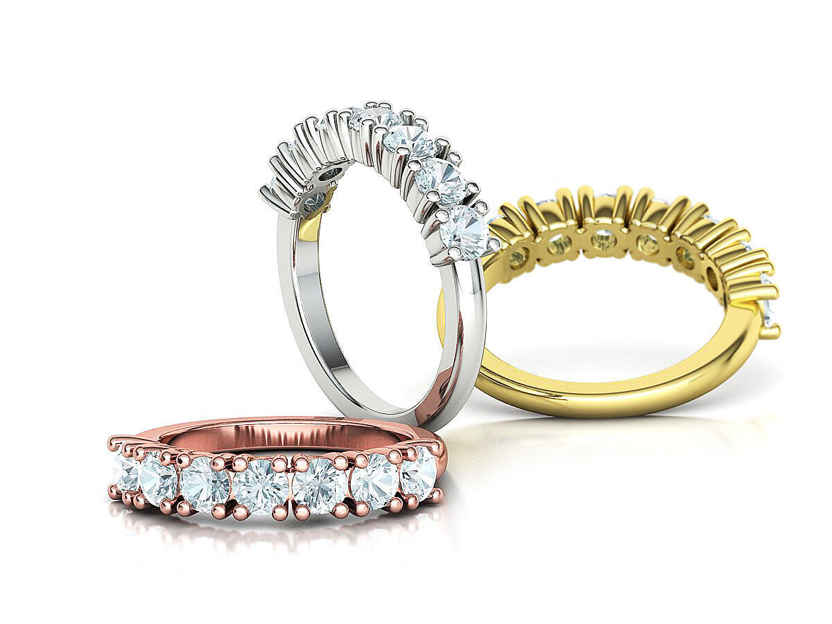 Half Eternity Diamond Ring 7 stone 20 pointers  3dmodel 3D print model_1