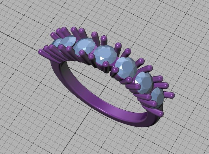 Half Eternity Diamond Ring 7 stone 20 pointers  3dmodel 3D print model_35