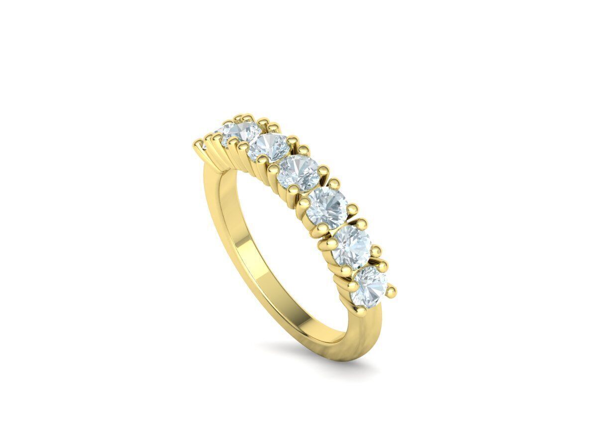 Half Eternity Diamond Ring 7 stone 20 pointers  3dmodel 3D print model_25
