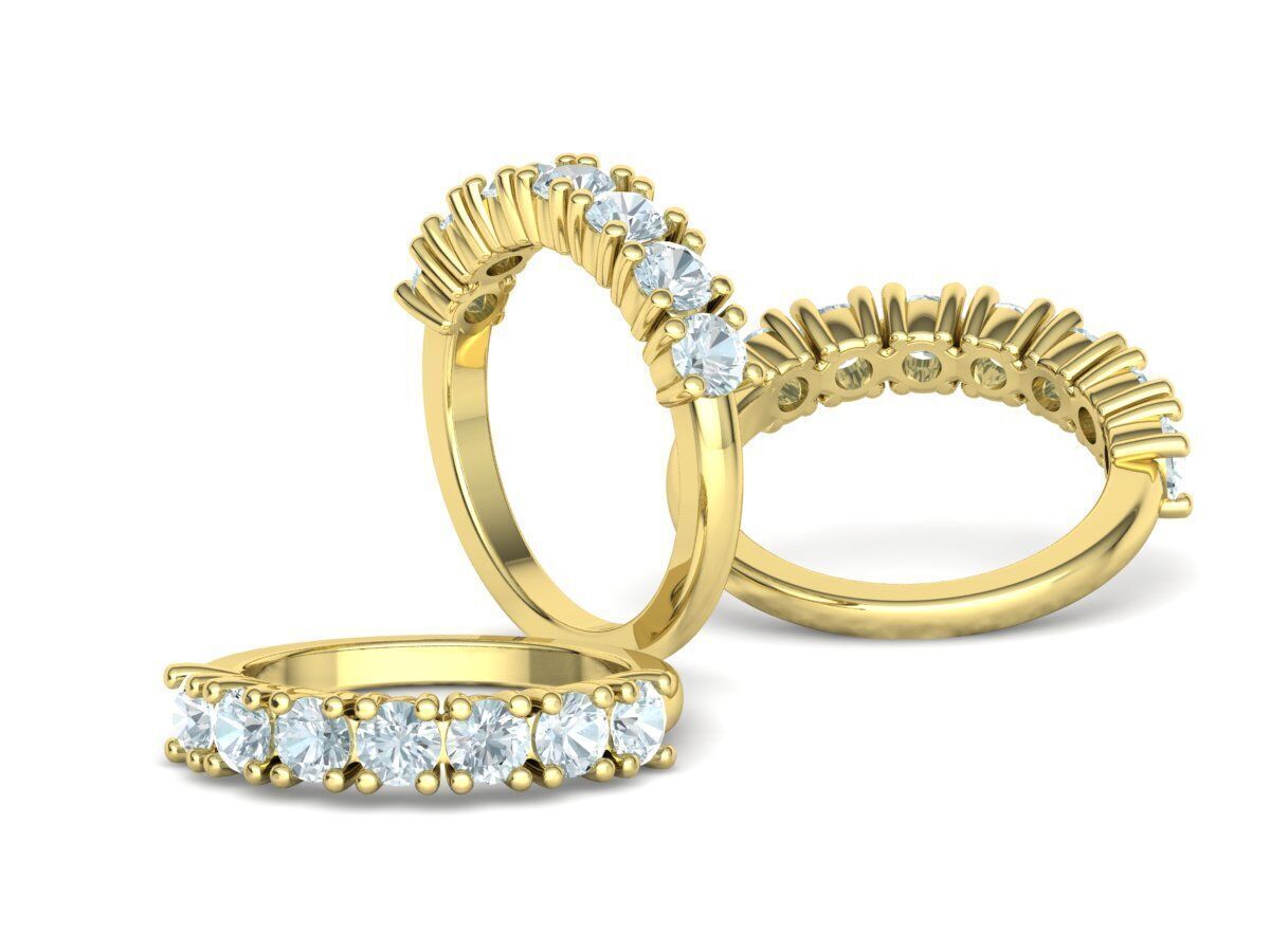 Half Eternity Diamond Ring 7 stone 20 pointers  3dmodel 3D print model_30