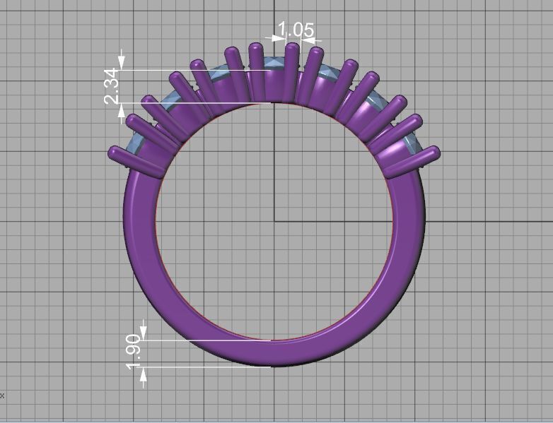Half Eternity Diamond Ring 7 stone 20 pointers  3dmodel 3D print model_6
