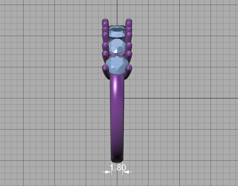 Half Eternity Diamond Ring 7 stone 20 pointers  3dmodel 3D print model_34