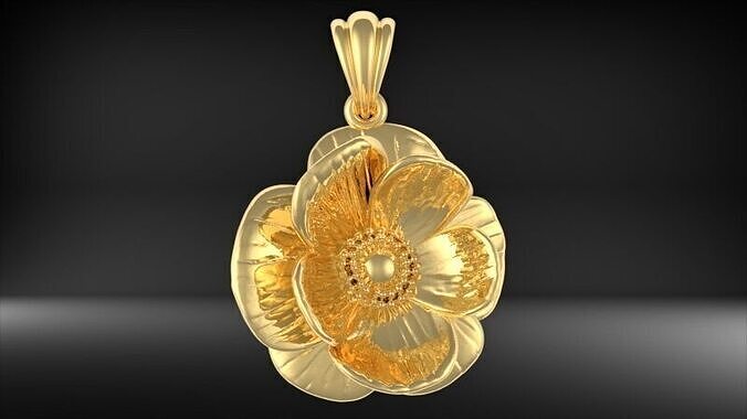 Cute  Flower Pendant Necklace charm Jewelry 3D print model