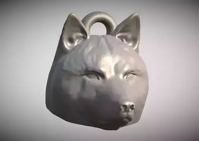 Wolf head key ring for 3D printing 3D print model
