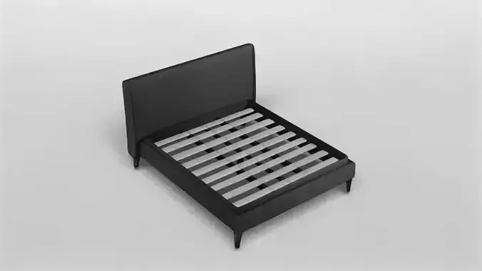 Modern Upholstered Platform Bed Frame 3D Model