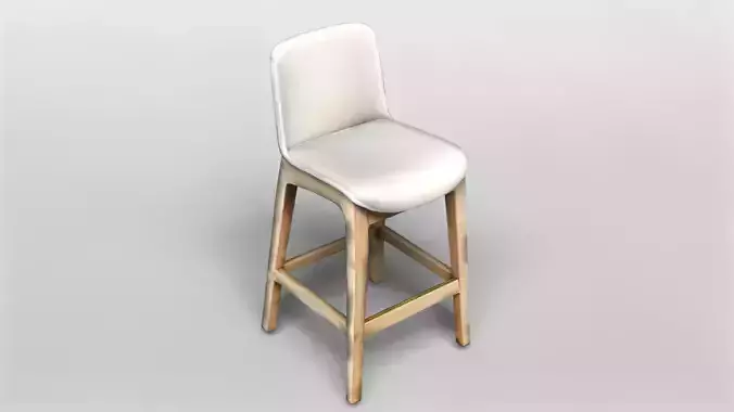 Modern Wooden Bar Stool with Upholstered Seat