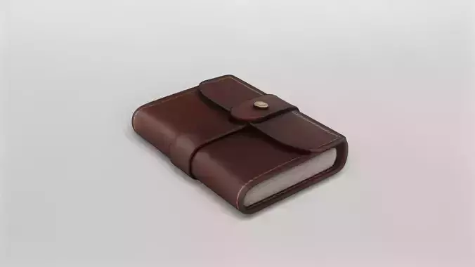 Realistic Brown Leather Journal with Button Strap